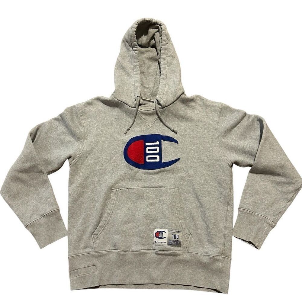 Champion 100th Anniversary‎ Hoodie Gray Pullover Unisex Size M